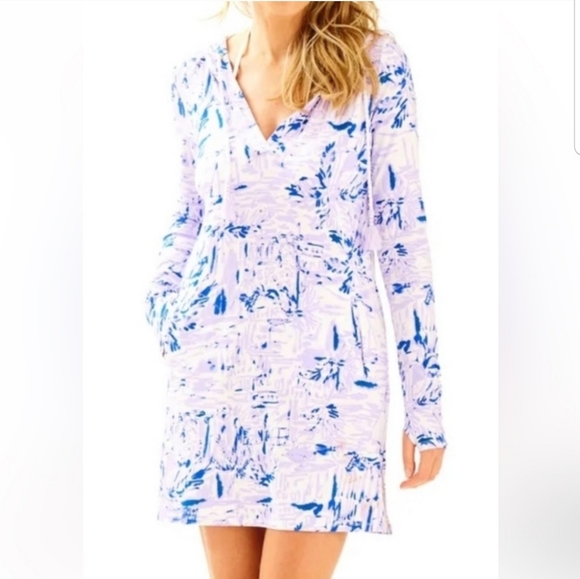 Lilly Pulitzer UPF 50 Ryile Cover Up Hoodied Dress - Picture 10 of 16